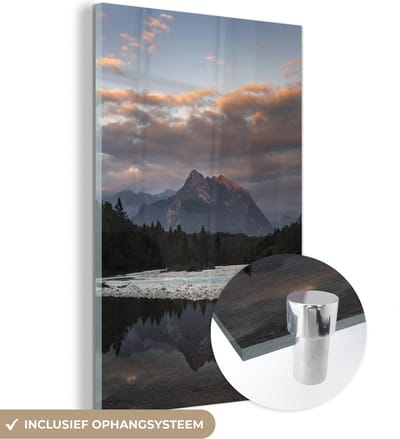 ® Glasschilderij 120x180 cm - Schilderij acrylglas - Uitzicht op de Julische Alpen in het Nationaal park Triglav in Slovenië - Foto op glas - Muurdecoratie woonkamer - Wanddecoratie slaapkamer - Schilderijen