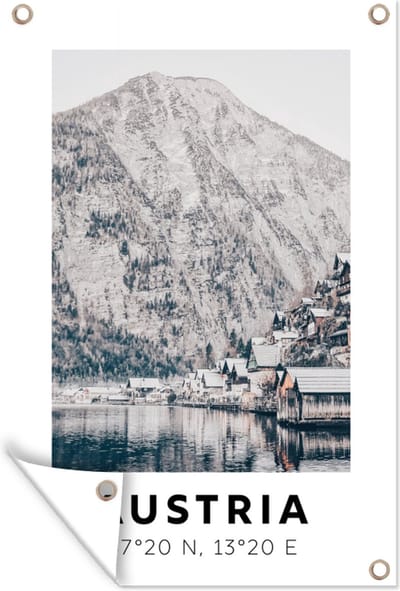 Muurdecoratie Oostenrijk - Water - Berg - Alpen - 120x180 cm - Tuinposter - Tuindoek