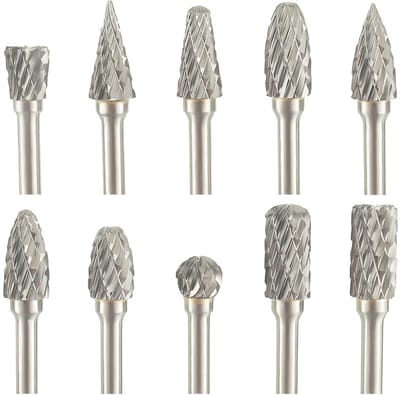 10-delige set hardmetalen roteerfrezen 3mm schacht voor metaal, hout en kunststof