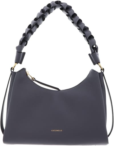 COCCINELLE Leren schoudertas Boheme Grana Double Shoulder Bag Stove / Midn. Blue blauwgrijs
