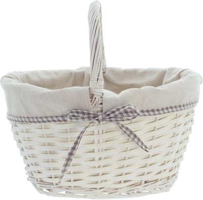 Wasmand Liefdeshart - Opbergmand Decoratie - Huishoudelijke Opslag - Landelijke Romantische Stijl - 36 x 27 x 20 cm - Wit
