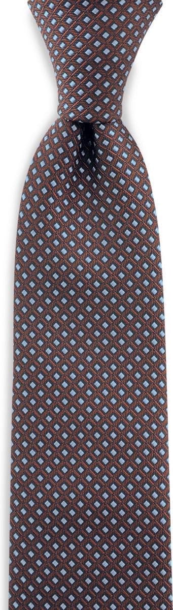 JB Collection - Stropdassen - stropdas patroon navy roest - marineblauw / roestbruin / lichtblauw