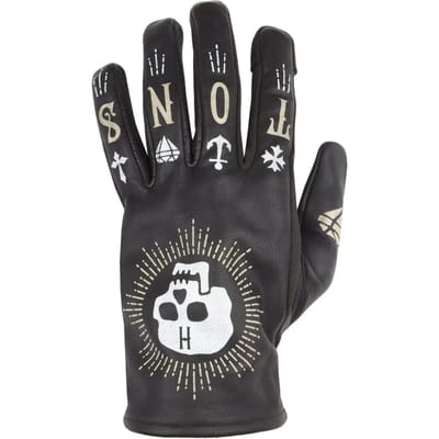 Helstons Grafic Zomer Leren Zwart Skull Handschoenen - Handschoen