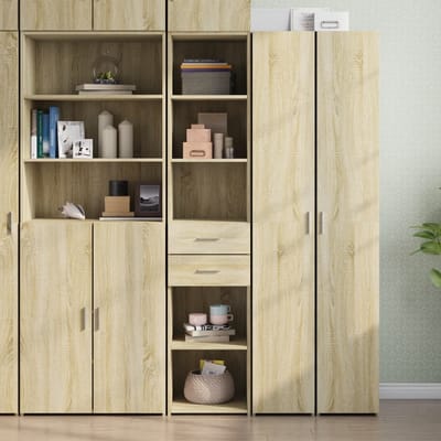 vidaXL - Hoge - kast - 40x42,5x185 - cm - bewerkt - hout - sonoma - eikenkleurig