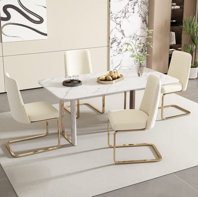 DESMIU Eetkamerstoel - Set Van 2 - Met Armleuningen, Diamant Rugdesign En Metalen Poten - Voor Eetkamer, Woonkamer En Slaapkamer - Velvet Beige