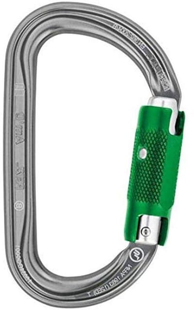 Asymmetrische Karabijnhaak - Aluminium D-vorm - Collectief Gebruik - Pin-Lock Vergrendeling - 25 mm Opening - Grijs