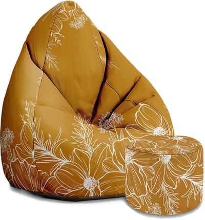 DreamRoots Oxford Zitzak voor Volwassenen – Luxe Beanbag met Voetsteun en Afneembare Hoes – Inclusief Vulling – 80x80x120 cm - Sunset Elegant