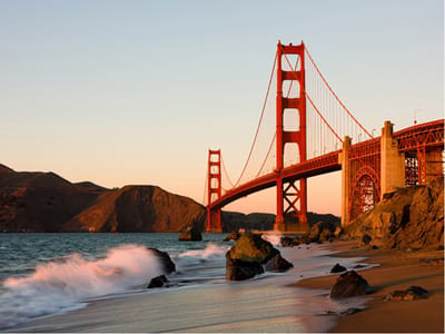 Fotobehang - Golden Gate Bridge - sunset, San Francisco.