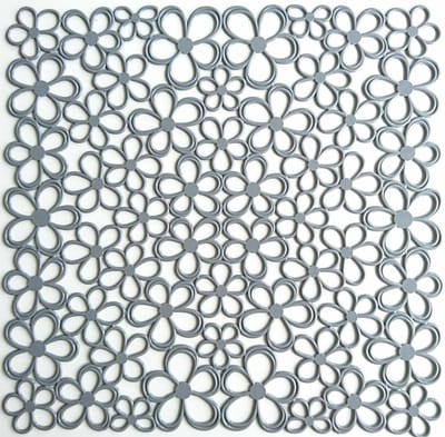 Papillon - 2 stuks Gootsteenmat - Bloem Grijs - 31,5 x 31,5 cm