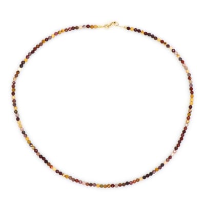 Cavill - Mookaite Ketting - 23,94 ct Australische Edelsteen - 925 Sterling Zilver Verguld - 45 cm - Boho Stijl - Ronde Gefacetteerde Kralen