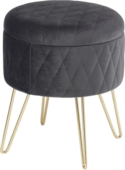 Luxe Poef - Velvet - Donkergrijs - Met opbergruimte - 2-in-1 design