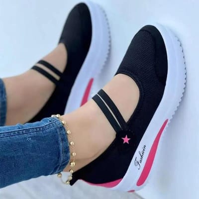 Nouvelles Femmes Décontracté Appartements Mode Talons Compensés Plate-Forme Chaussures Classique Confortable Mocassins Antidérapants Tenis Corrida Feminino 43 noir
