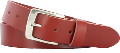 Leren Dames/Heren Riem | 4cm breed | Riemmaat: 95cm (totale lengte: 110cm) | 100% echt leer | Kleur: rood | Nikkelvrije gesp