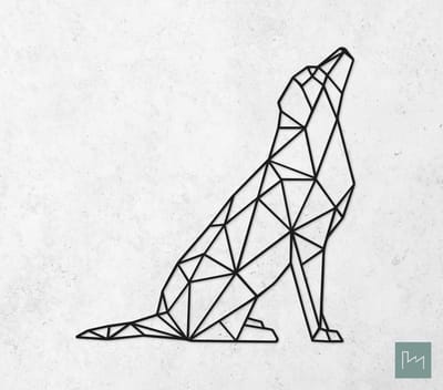 Laserfabrique Wanddecoratie - Geometrische Hond Labrador Retriever - Medium - Zwart - Geometrische dieren en vormen - Houten dieren - Muurdecoratie - Line art - Wall art