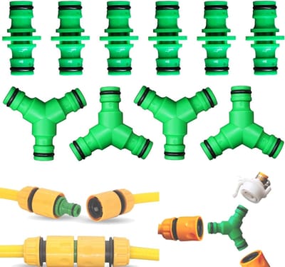 Tweeweg koppeling voor tuinslang met dubbele stekkers, Y-vormige takverbinder en connector set voor tuinslang en pijpverbindingen