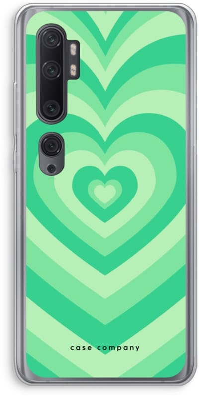 Case Company® - Hoesje geschikt voor Xiaomi Mi Note 10 Pro hoesje - Hart Groen - Soft Cover Telefoonhoesje - Bescherming aan alle Kanten en Schermrand