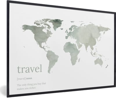 Poster in lijst - Fotolijst 90x60 cm - Posters - Wereldkaart - Quote - Travel - Posterlijst zwart - Decoratie - Wanddecoratie woonkamer - Muurdecoratie slaapkamer