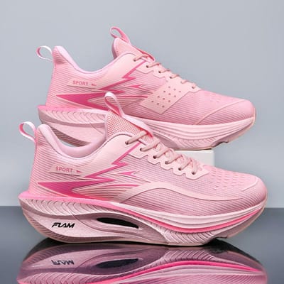 Professionele Marathon Carbonplaat Mesh Ademend Schokabsorberend Hardloopschoenen Lichtgewicht Rebound Veelzijdige Hardloopschoenen 38 roze