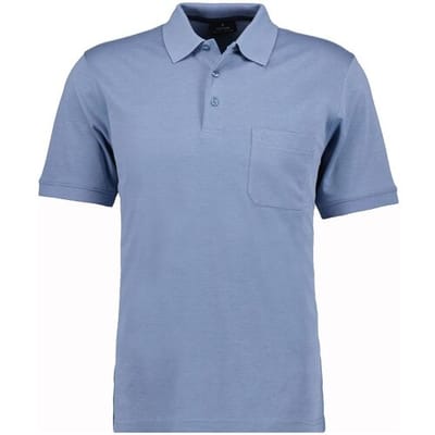 Ragman Softknit Poloshirt Breast Pocket Pima Cotton Mix Blauwgrijs / male