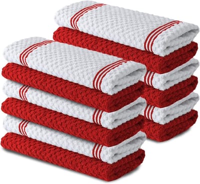 Keukendoeken Katoen - Theedoeken Set - Huishoudelijk Gebruik - Zacht en Absorberend - 38 x 64 cm - Rood
