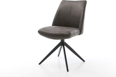 Eetkamerstoel Elso-Flex kruisframe breed zwart microvelours antraciet vintage 360° draaibaar rocker-functie pocketveer kern
