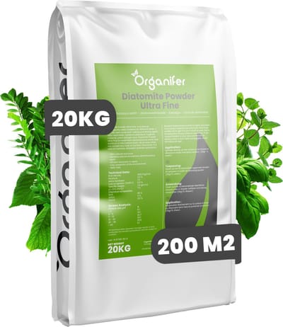 Diatomeeënaarde - Zak van 50 liter - 20 kg - Ultrafijn Natuurlijk Mineraalpoeder - Bodemverbeteraar - 100% Diatomeeënaarde - 100% Puur - Organifer