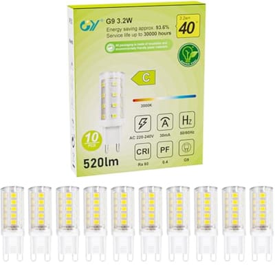 G9 LED Lampen Warmwit 3000K - 10 Stuks, 3,2W, 520 Lumen, Flikker Vrij en Energiezuinig