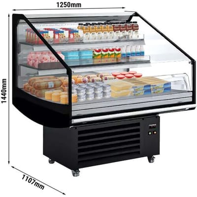 GGM Gastro Kühltheke / Kühlinsel - 1250mm - 405 Liter - mit 2 Ablagen - Schwarz Zwart
