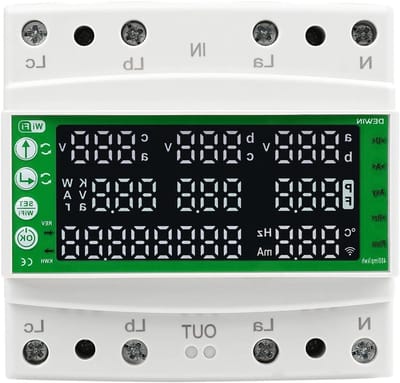 Driefasen Elektriciteitsmeter - Stroommeter WiFi - Energie Monitoren - Overspanning Onderspanning Bescherming - AC 60-300V - Wit