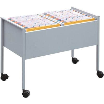 Mobiele kantoormappenwagentje Mappenboy DURABLE, dubbele rij, zilverkleur, zonder mappen