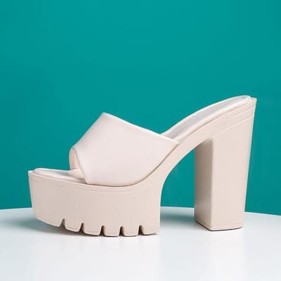 Dames Merk Sandalen Casual Blok Hoge Hakken Dame Zomer Zwart Wit Groen Platform Slipper Muiltjes Schoenen 41 wit