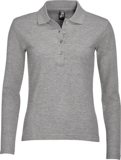 SOLS Dames/dames Podium Lange Mouw Pique Katoenen Polo Shirt (Grijze Mergel)