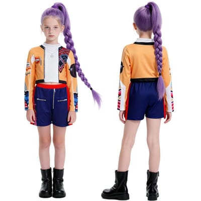 Meisjes Cartoon Cosplay Sets Mode Meisjes Film Rolenspel Kostuum Outfits K-Pop Podiumoptreden Kleding Pakken 3-12 Jaar 3T(Size 100) blue