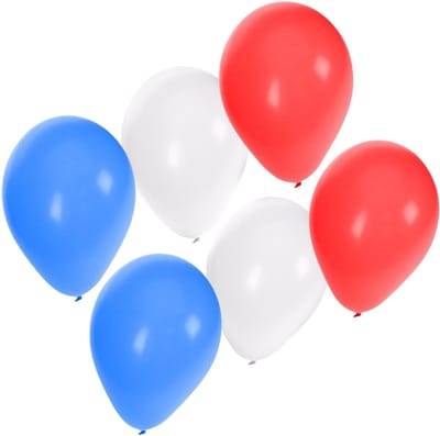 Shoppartners Party Ballonnen - 60x stuks - rood-wit-blauw - latex - 27 cm - versiering - kleurenmix - feestartikelen - Holland - Nederland