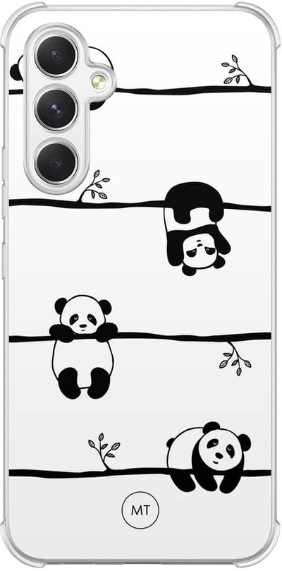 Hoesje (shockproof) geschikt voor Samsung Galaxy A54 - Panda - Extra sterke case - TPU/polycarbonaat - Print - Zwart, Wit, Transparant