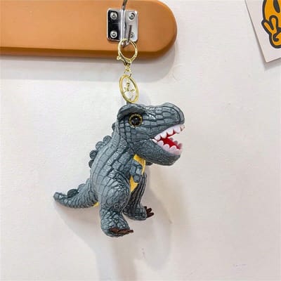 Dinosaurus Pluche Sleutelhanger Zacht Knuffeldier Sleutelhanger 14cm Schattige Tas Hanger voor Rugzak lichtgrijze kleur