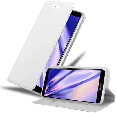 Cadorabo Hoesje geschikt voor Honor 7X in CLASSY ZILVER - Beschermhoes met magnetische sluiting, standfunctie en kaartvakje Book Case Cover Etui
