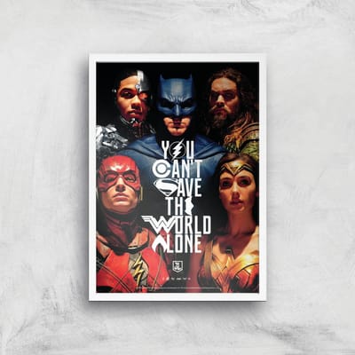 DC Justice League Giclee Art Print - A4 - White Frame