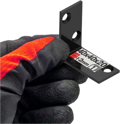 LUN FIX - Hoekverbinder 90° - 40x40x20x2mm - Staal zwart gepoedercoat - Houtbouw meubelbouw rekbouw