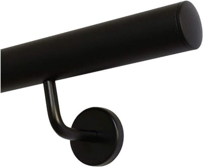 Roestvrijstalen Leuning - Buiten Leuning - Veilig Traplopen - Gepoedercoat Zwart - 120 cm - Zwart