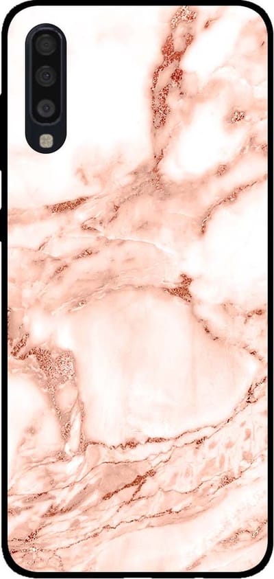 Smartphonica Telefoonhoesje voor Samsung Galaxy A70 marmer look - backcover marmer hoesje - Wit Rosé Goud geschikt voor Samsung Galaxy A70