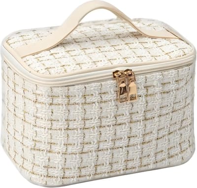 KZQ Cosmetica-tas voor ingecheckte bagage, draagbare toilettas, opbergtas voor de badkamer 20*14,5*13 cm (wit)
