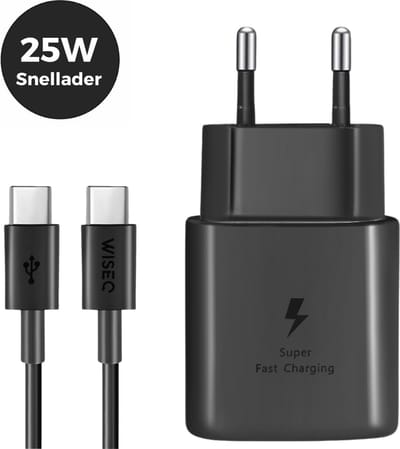 25W Snellader - USB C Oplader voor Samsung Oplader - Met 2 Meter USB C oplaadkabel - WiseQ