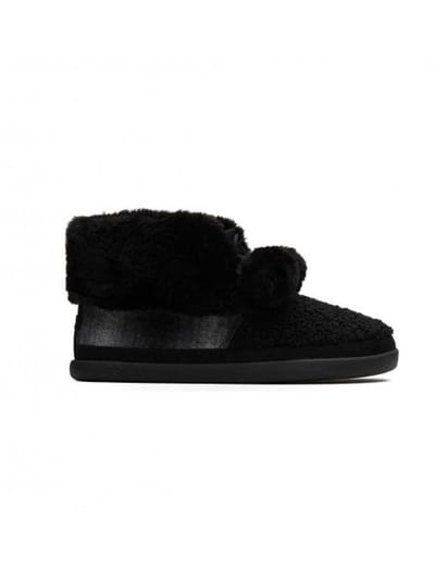 Broek Toms celeste black faux shearling plaid pantoffel