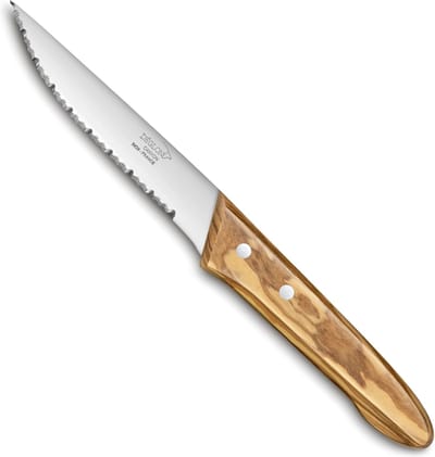 Déglon Steakmes – 14 cm – Olijfhouten Handvat – Micro-gekarteld – Roestvrij Staal