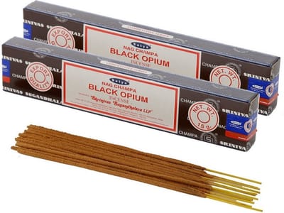 Satya Nag Champa wierrook stokjes zwarte opium geur - 30x - Lichaam in balans - Meditatie - staafjes van 21 cm