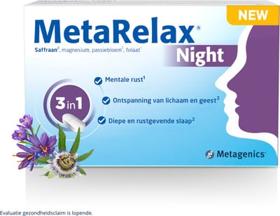 MetaRelax Night - 30 tabletten - 3-in-1: Behoud gezonde, rustgevende slaap - Mentaal welzijn - Ontspanning