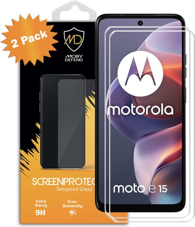 2-Pack MobyDefend Screenprotectors - Geschikt voor Motorola Moto E15 - Case-Friendly Screensavers - Gehard Glas