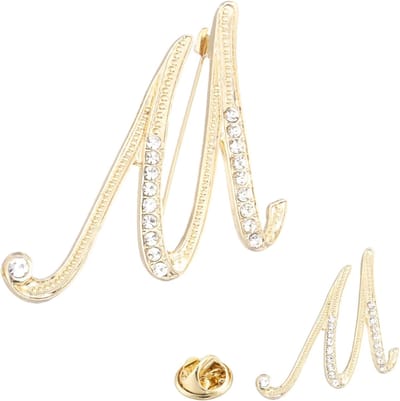 Letter Broches Set - Alphabet Speldjes - Kleding Versieren - Met Kristal - 2 Stuks - Goudkleurig