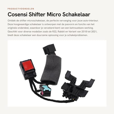 Dailygoods - Shifter Micro Schakelaar - Vervangingsonderdeel - Duurzaam - Standaard - Auto Interieur - Geschikt voor R32, Rabbit, Variant, Novo